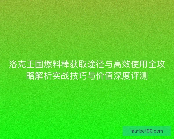 洛克王国燃料棒获取途径与高效使用全攻略解析实战技巧与价值深度评测